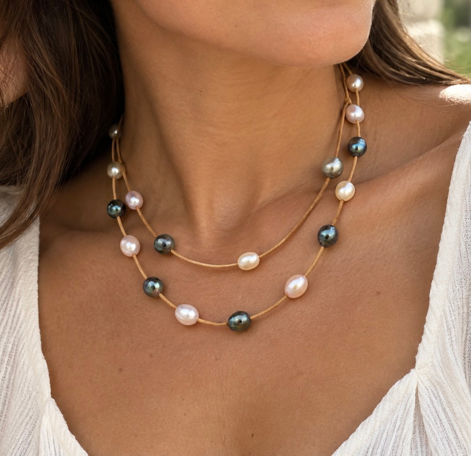 16 splendides perles de Tahiti et d'eau douce multicolore