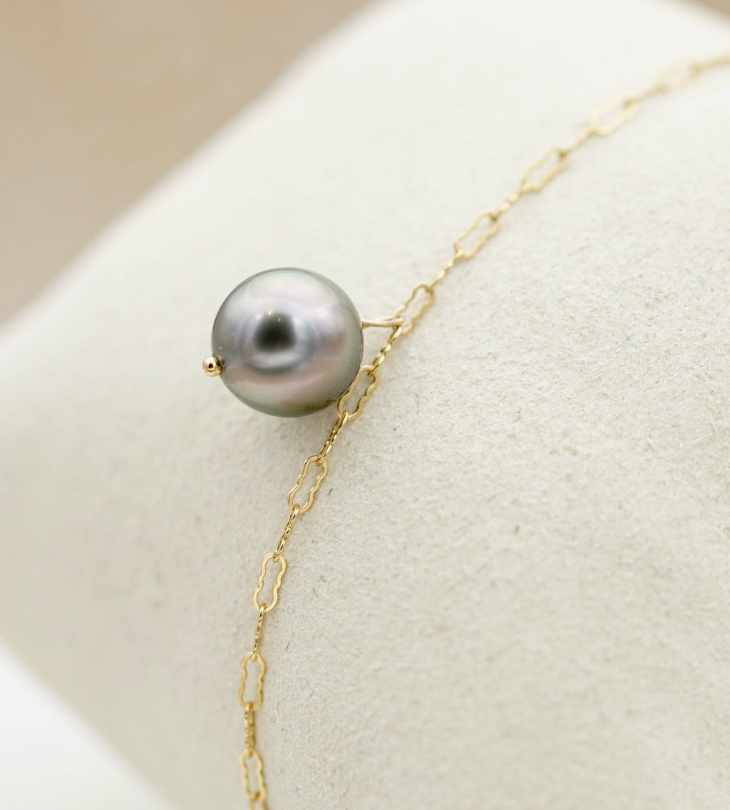 Rikitea perle ronde de 9.1mm sur gold Filled