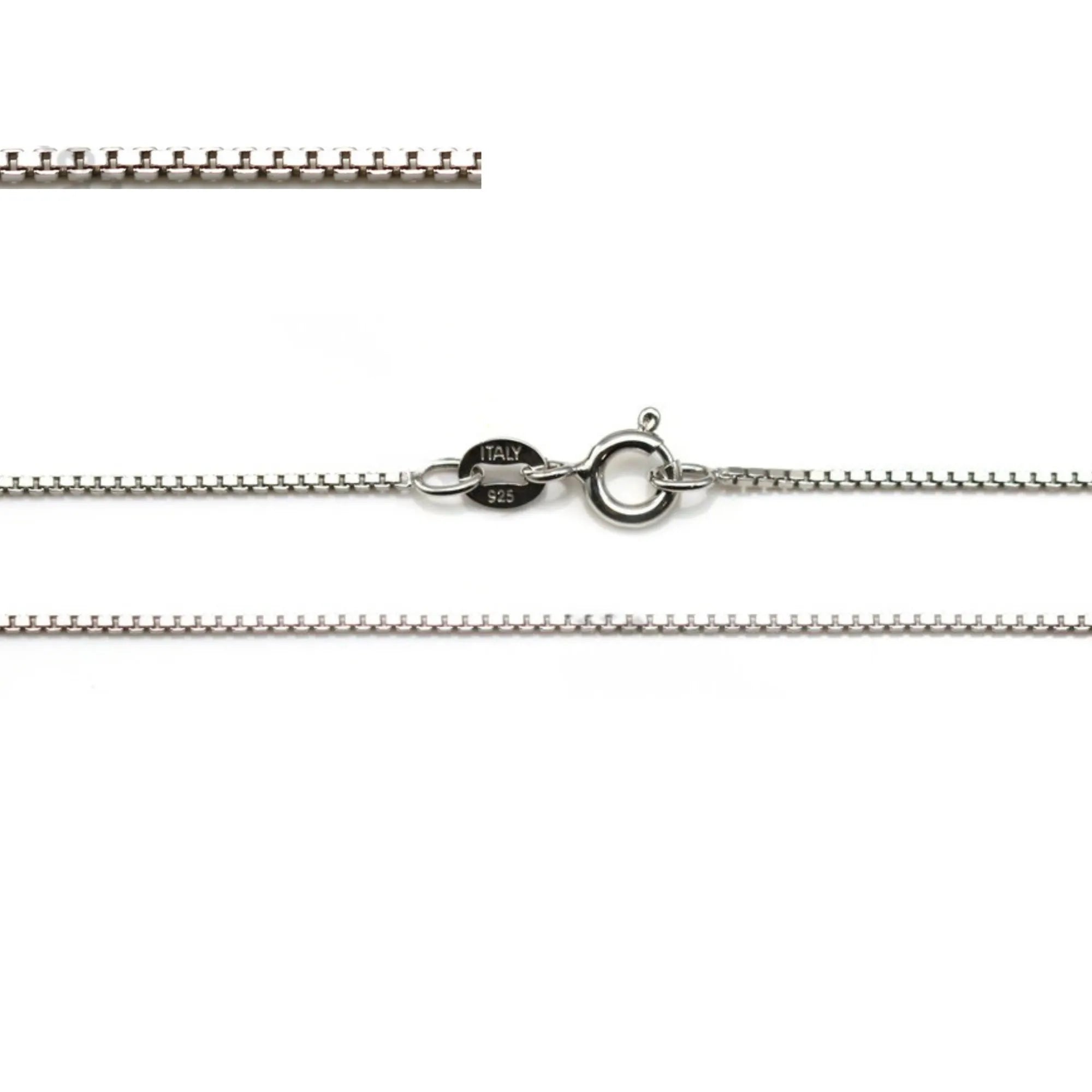 Chaîne maille carré 1.1mm en argent 925 rhodié de 45cm