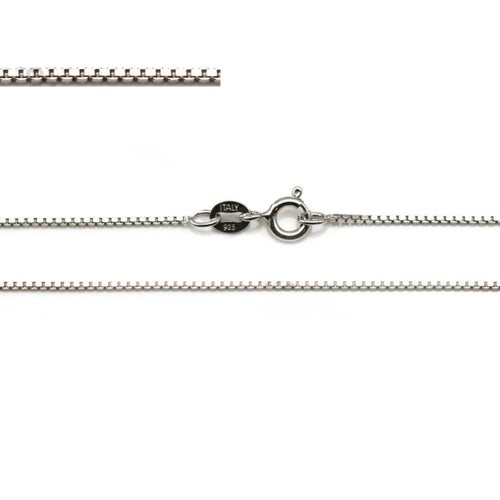 Chaîne maille carré 1.1mm en argent 925 rhodié de 45cm
