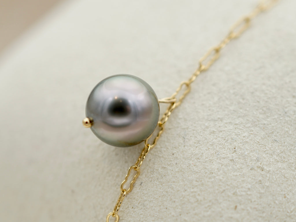 Rikitea perle ronde de 9.1mm sur gold Filled