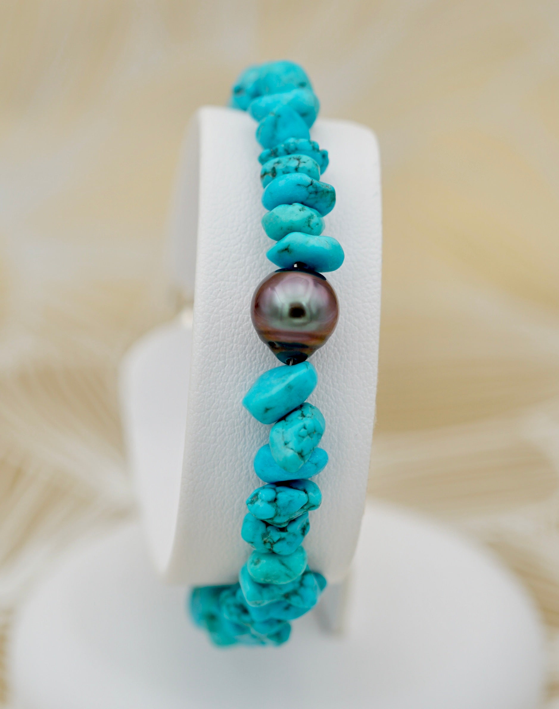 Collection Poeiti - pierres turquoises & perle de 8.2mm