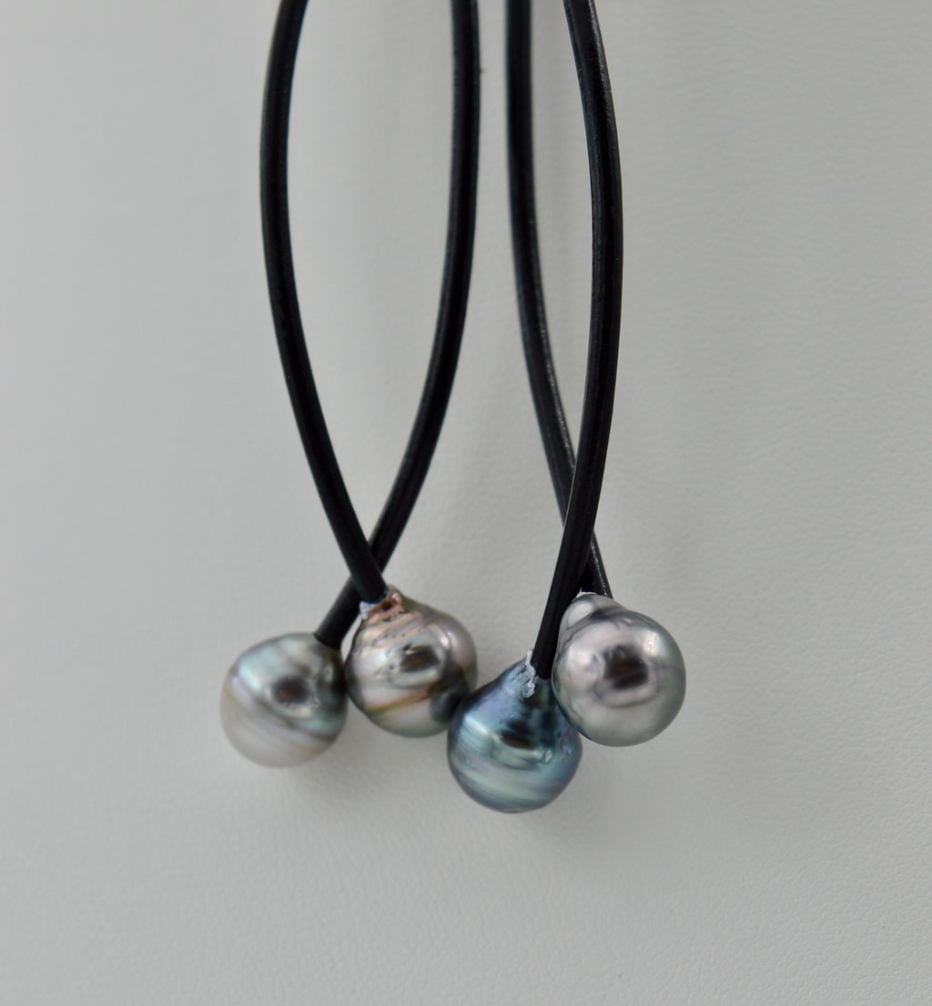 Collection Tiare 4 perles cerclées sur cuir