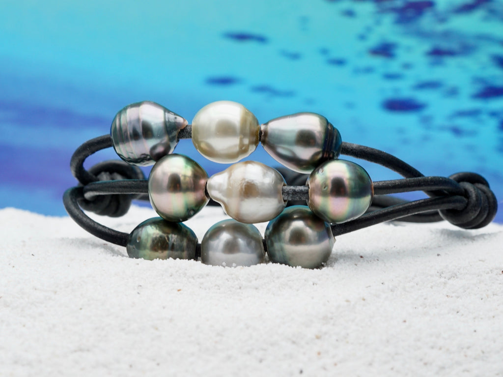 Collection Ahonu 10 perles multicolores sur cuir