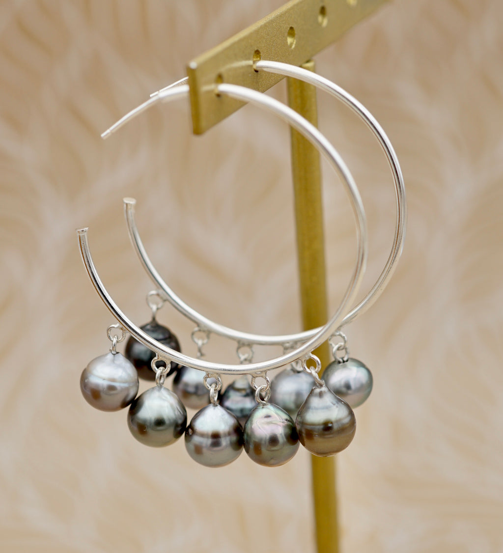 Tahiti Nui Boucles d'oreilles ornées 10 perles de Tahiti