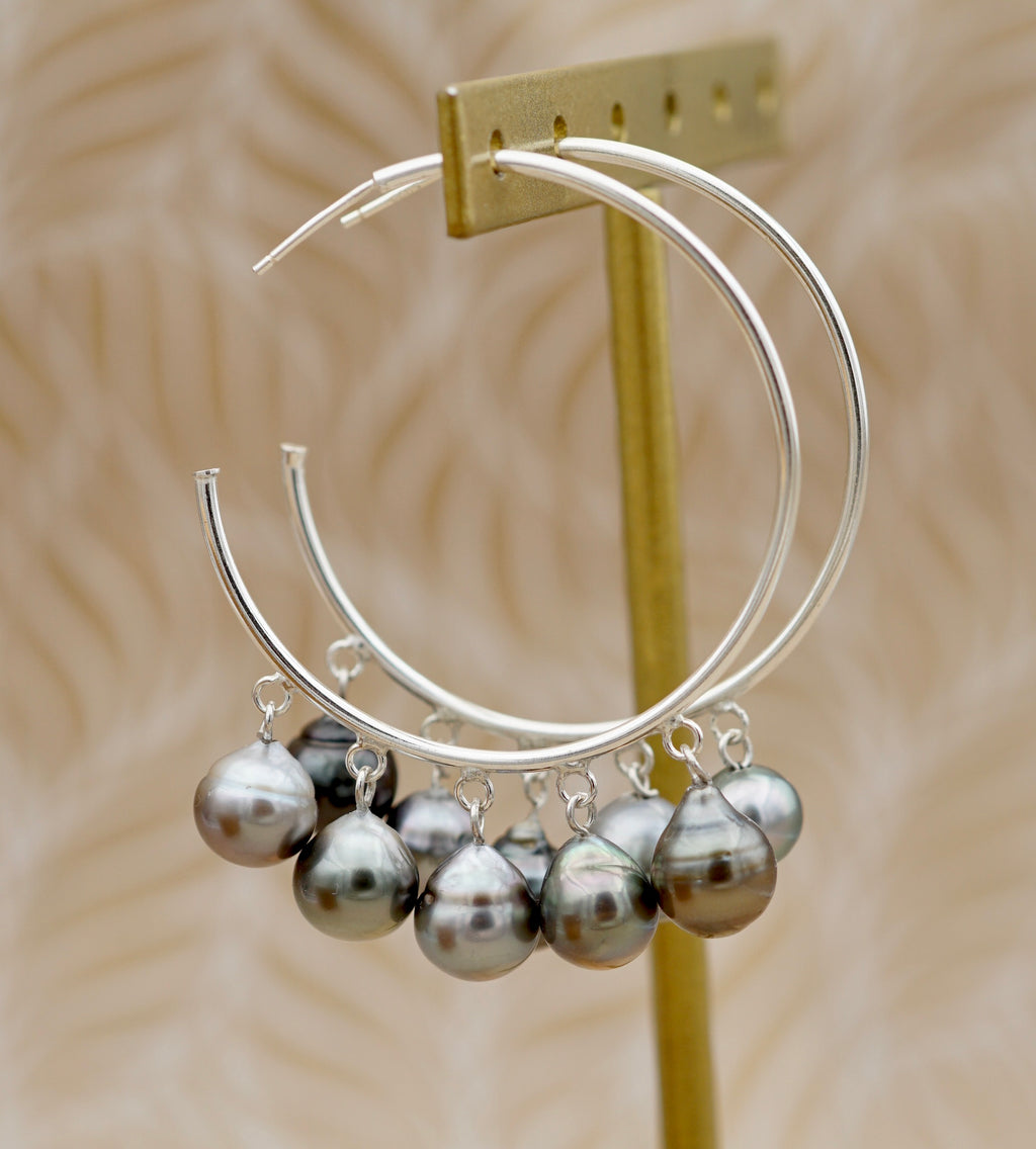 Tahiti Nui Boucles d'oreilles ornées 10 perles de Tahiti