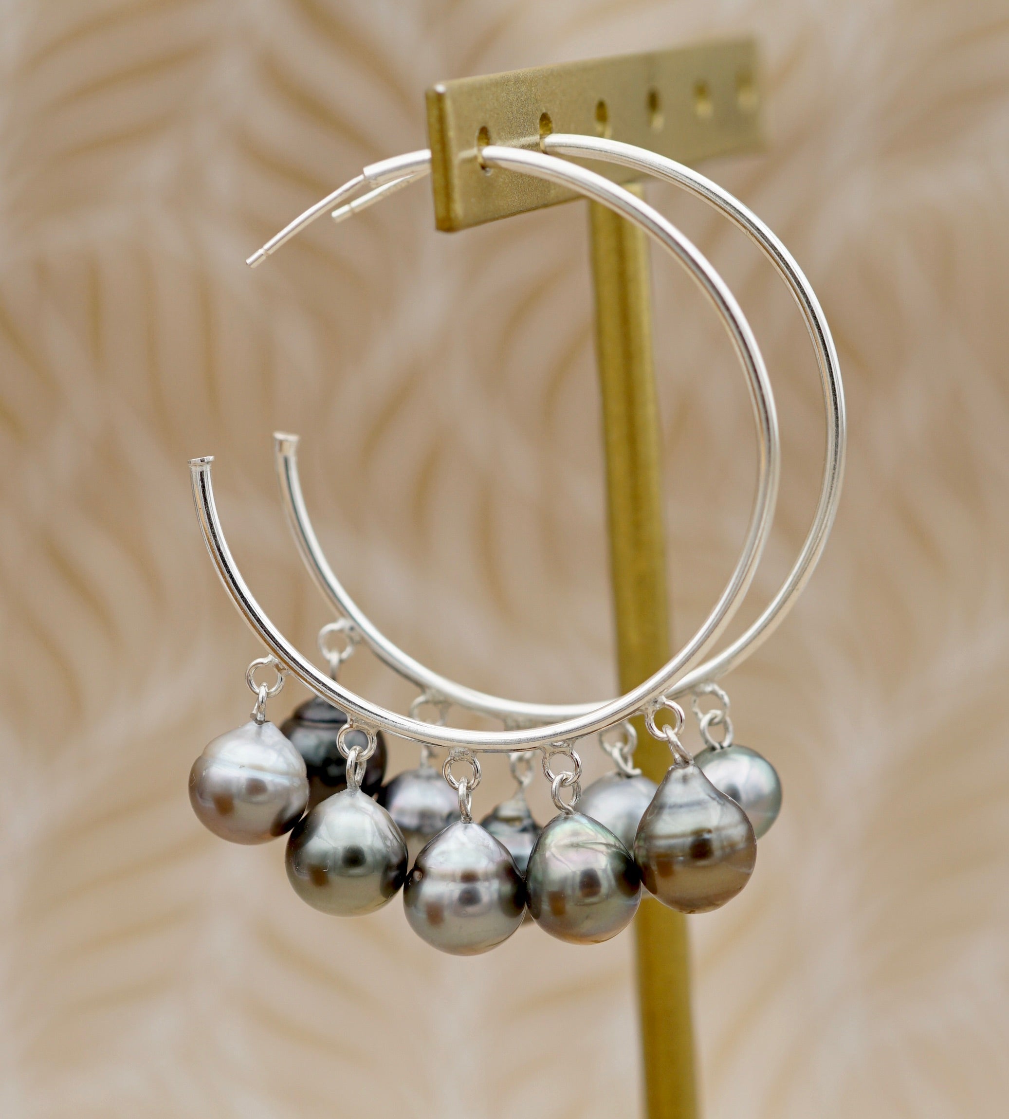 Tahiti Nui Boucles d'oreilles ornées 10 perles de Tahiti