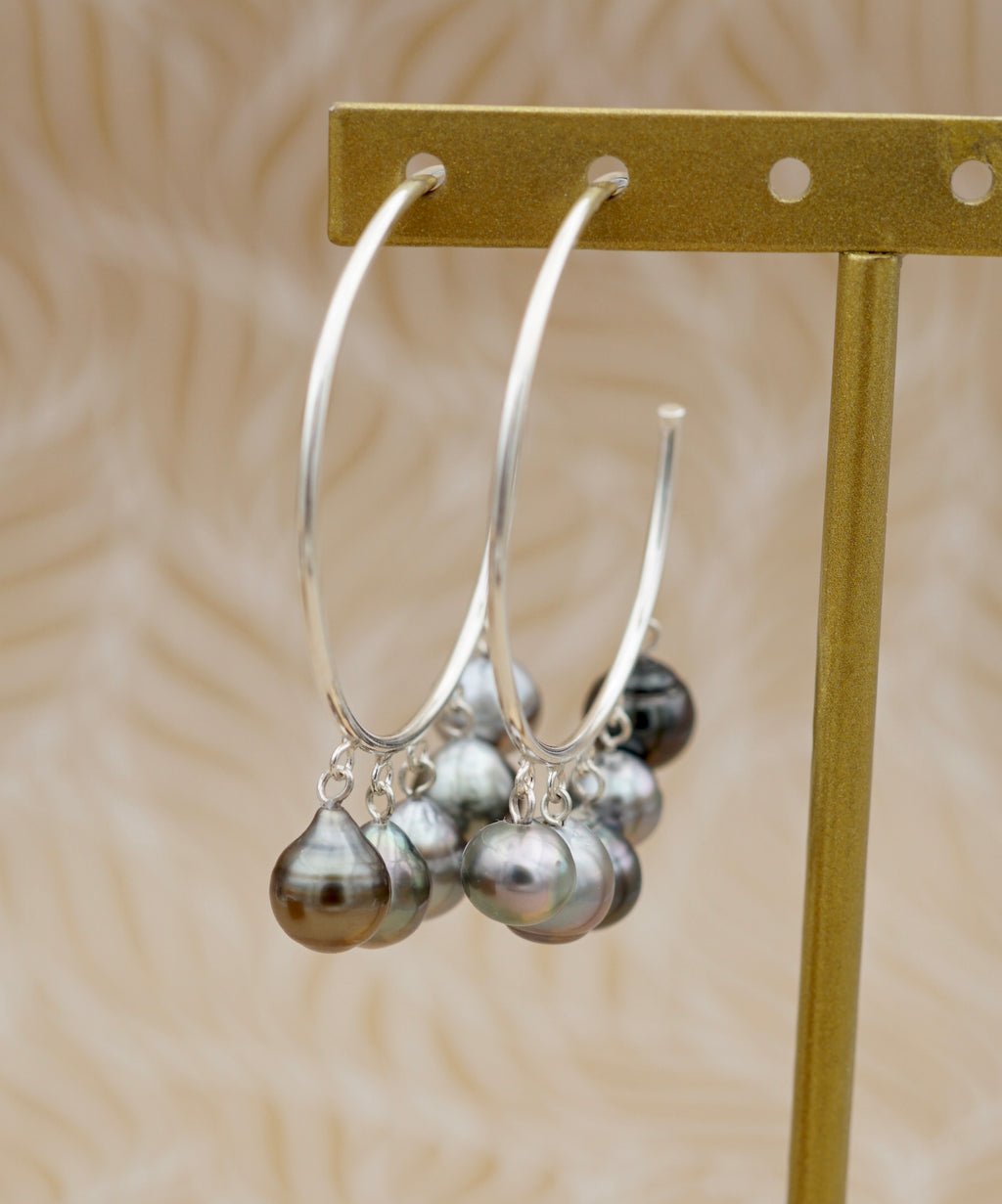 Tahiti Nui Boucles d'oreilles ornées 10 perles de Tahiti