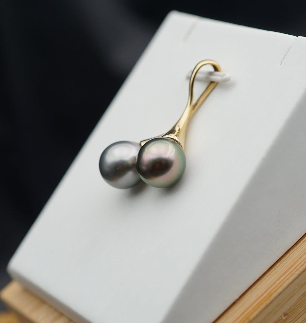 Kamaka deux perles de Tahiti sur or 18k