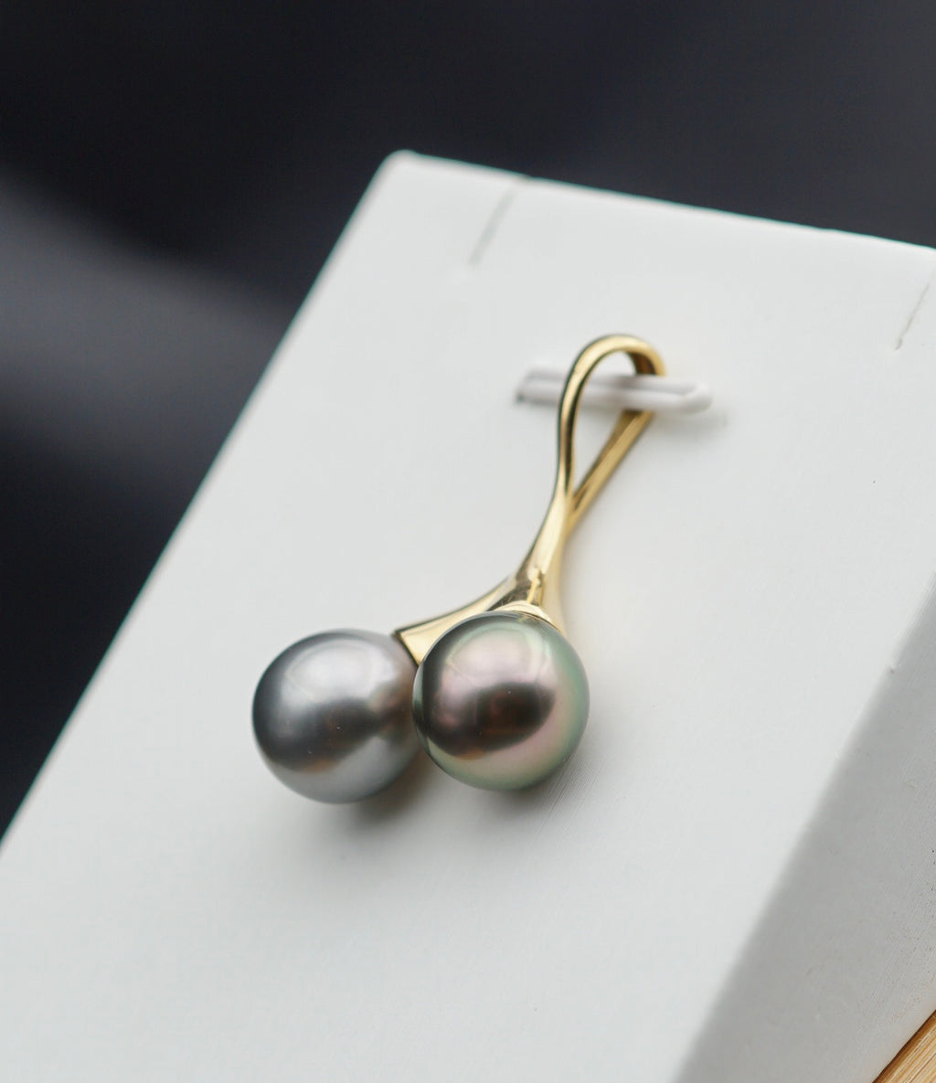 Kamaka deux perles de Tahiti sur or 18k