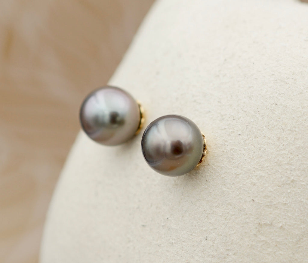Raromatai perles de Tahiti montées en boucles d'oreilles Or 750mm