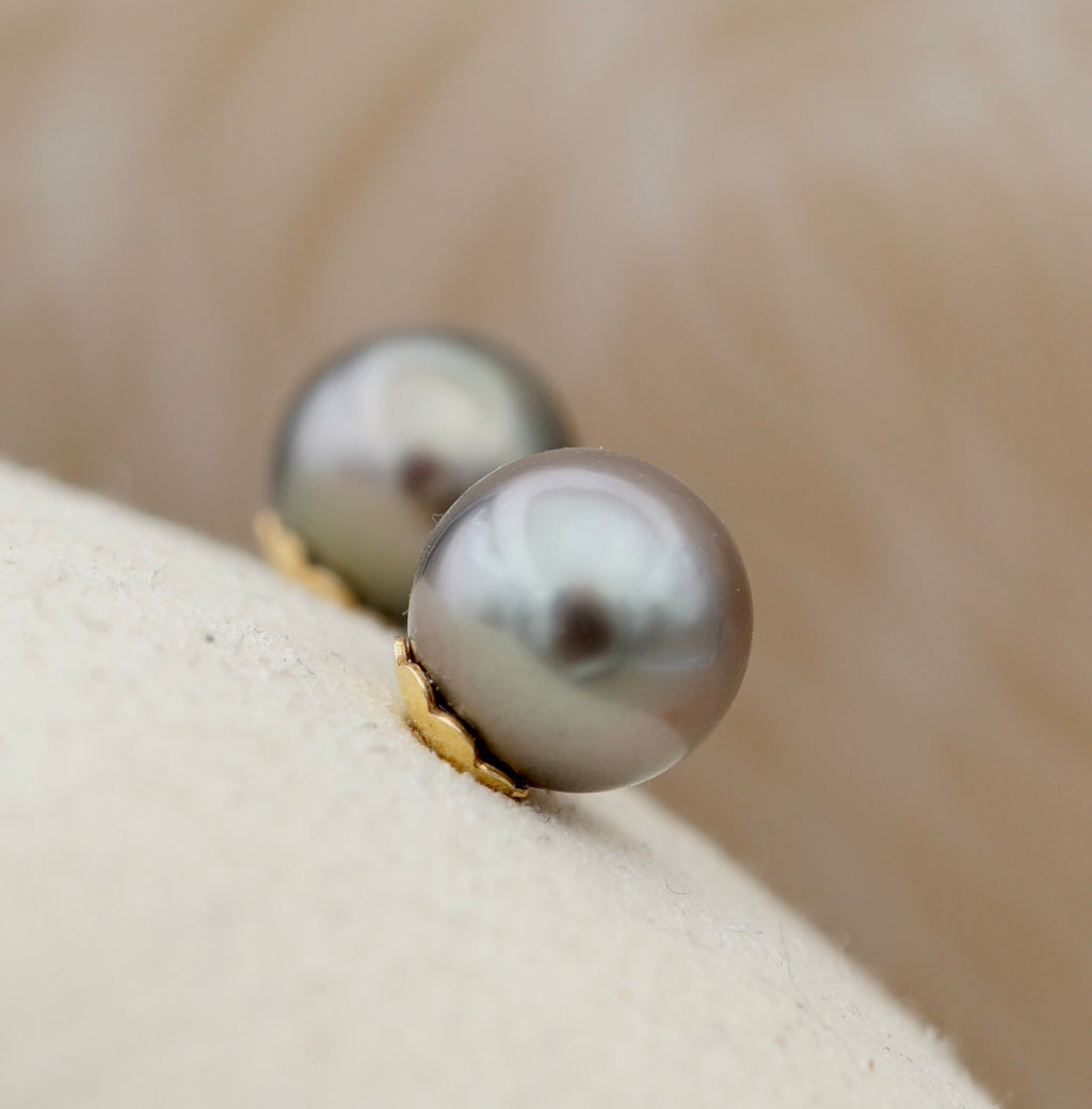 Raromatai perles de Tahiti montées en boucles d'oreilles Or 750mm