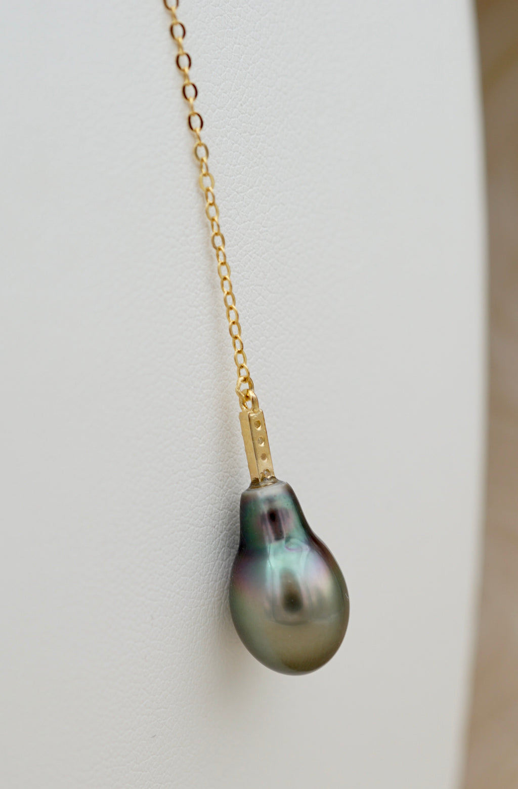 Moorea perle de Tahiti Drop de 9.1mm sur argent 925 doré