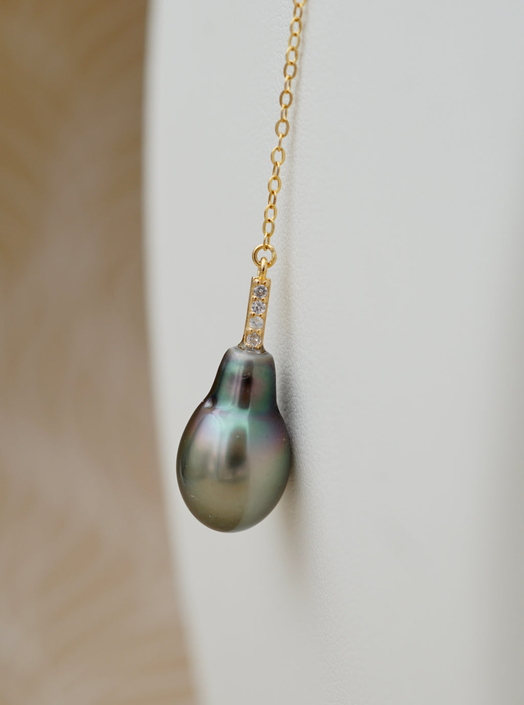 Moorea perle de Tahiti Drop de 9.1mm sur argent 925 doré