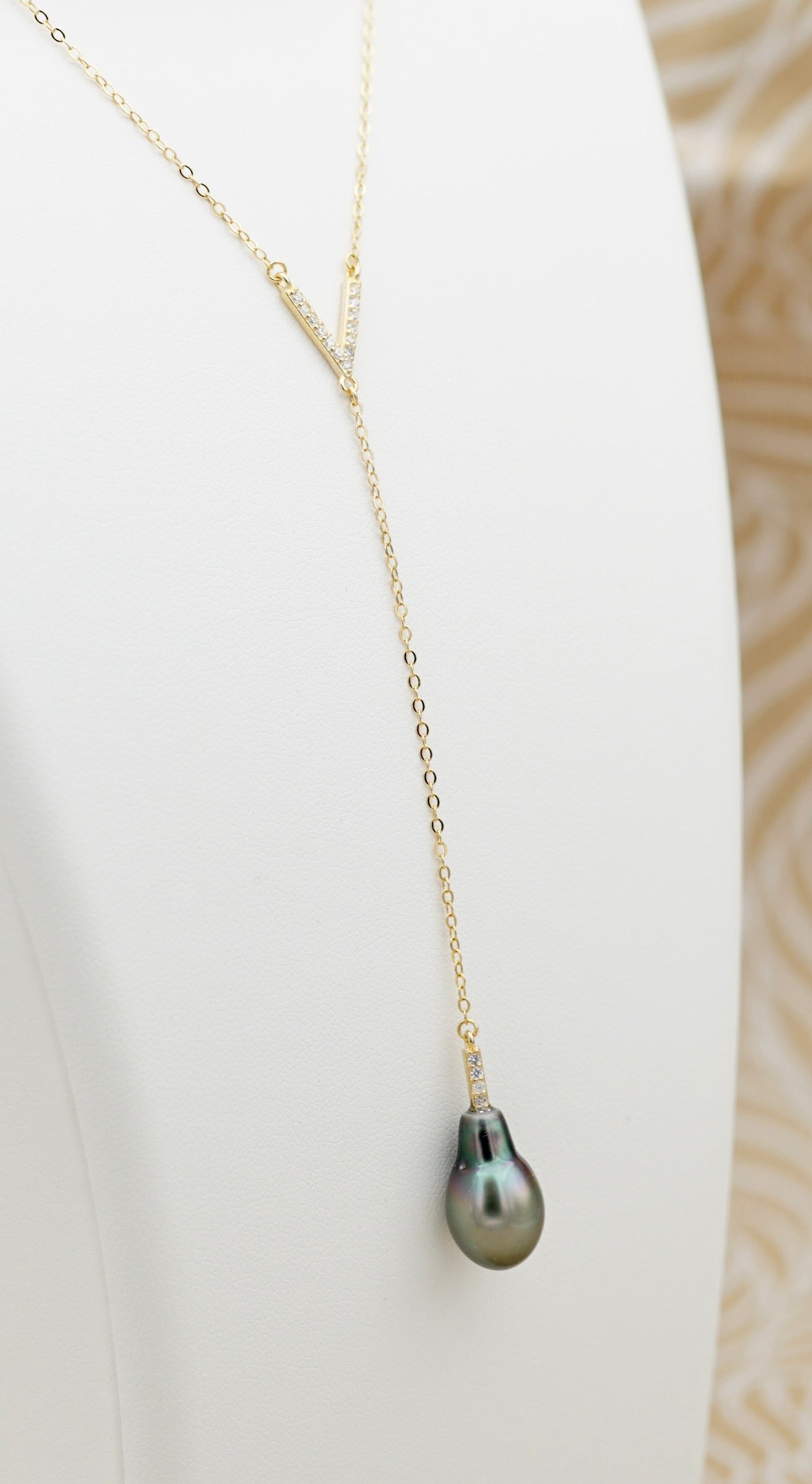 Moorea perle de Tahiti Drop de 9.1mm sur argent 925 doré
