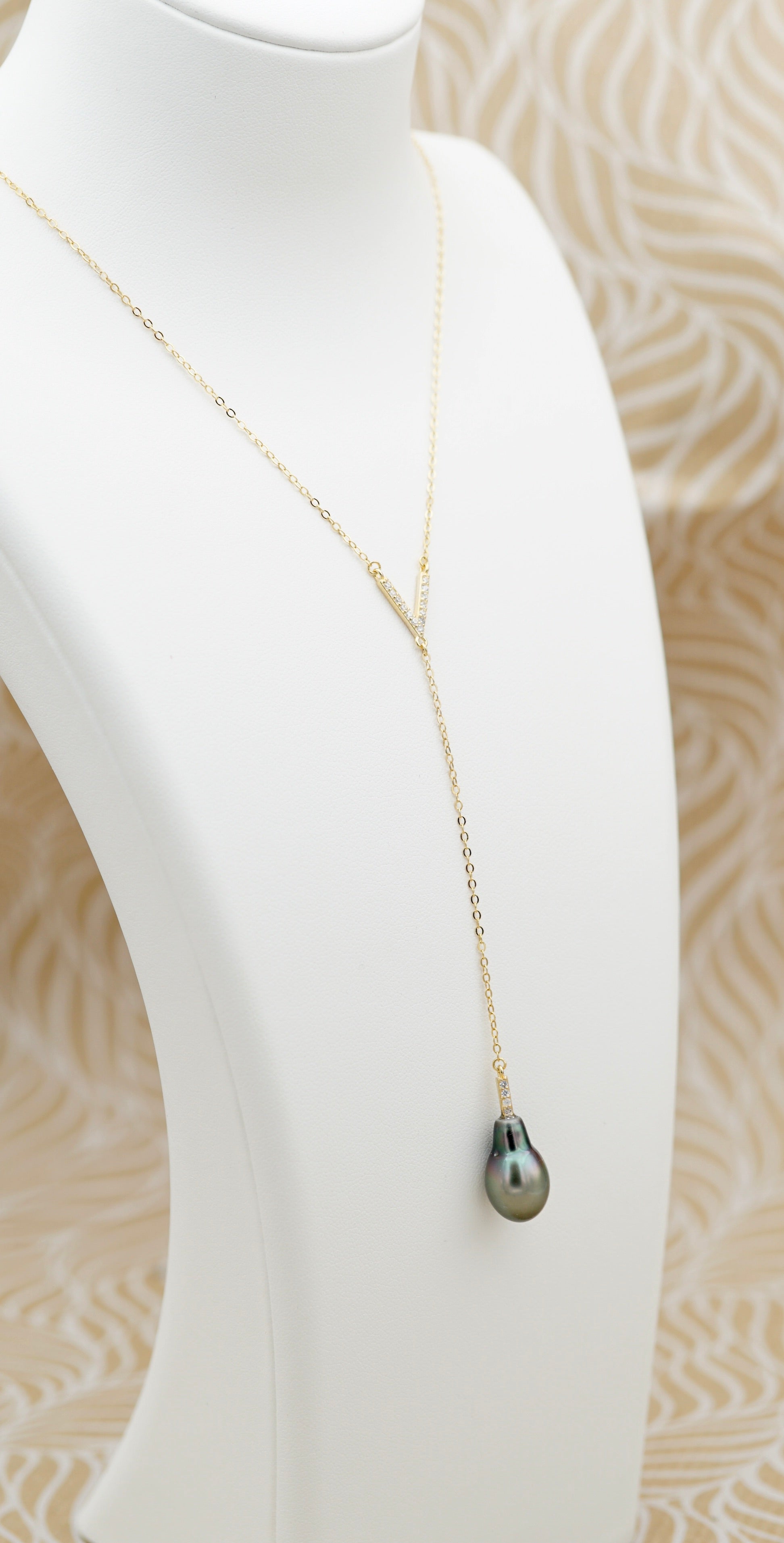Moorea perle de Tahiti Drop de 9.1mm sur argent 925 doré