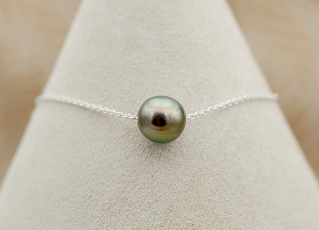 Bracelet en argent 925 orné d'une perle de Tahiti de 9.3mm