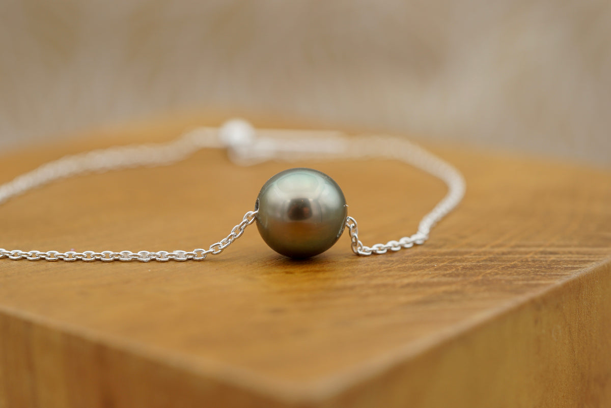 Bracelet en argent 925 orné d'une perle de Tahiti de 9.3mm